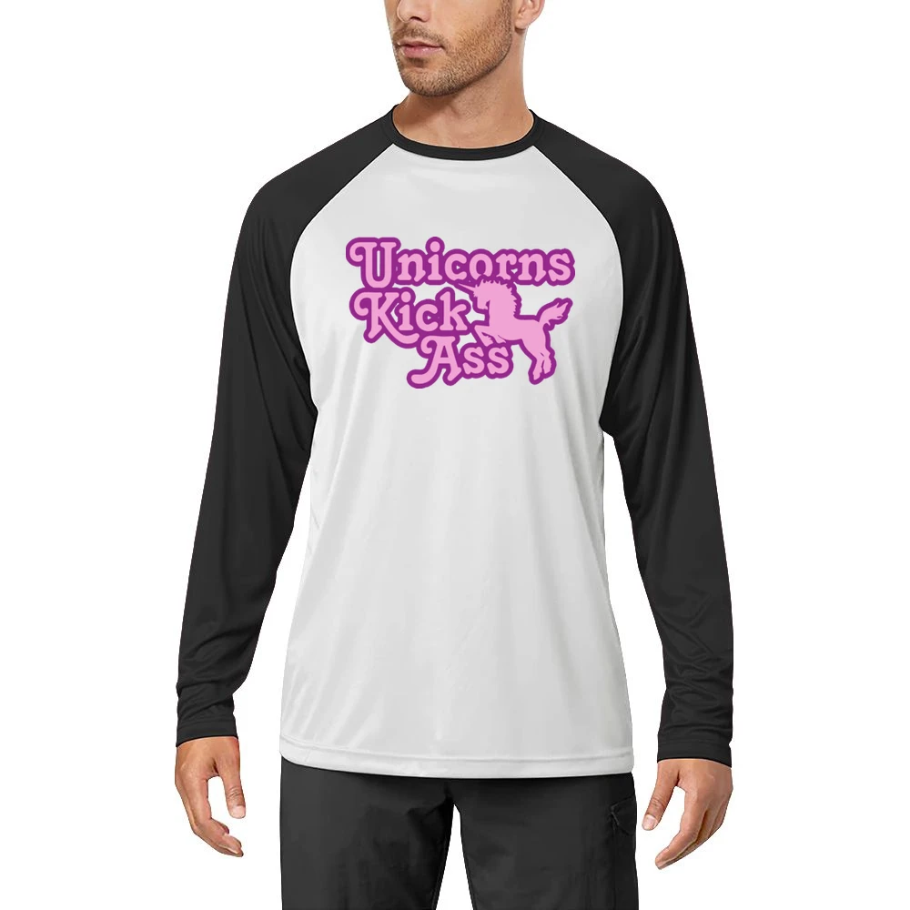 Unicorns Kick Ass Funny Cool Retro Men Long Sleeve T-Shirt