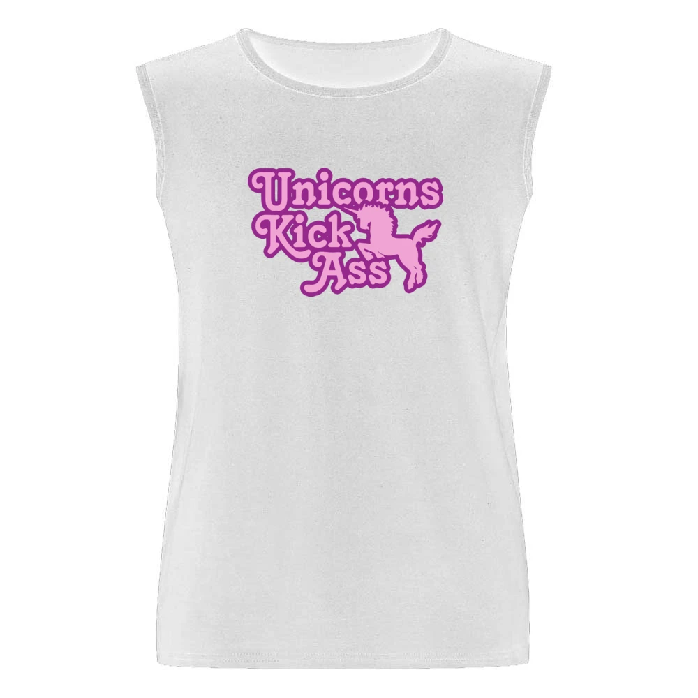 Unicorns Kick Ass Funny Cool Retro Men Sleeveless T-Shirt