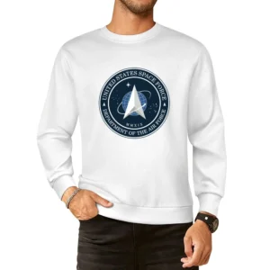 United States Space Force Logo White European Size Pullover Sweater