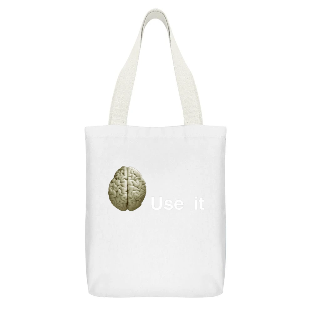 Use it White Canvas Tote Shopping Bag With Interior Pocket