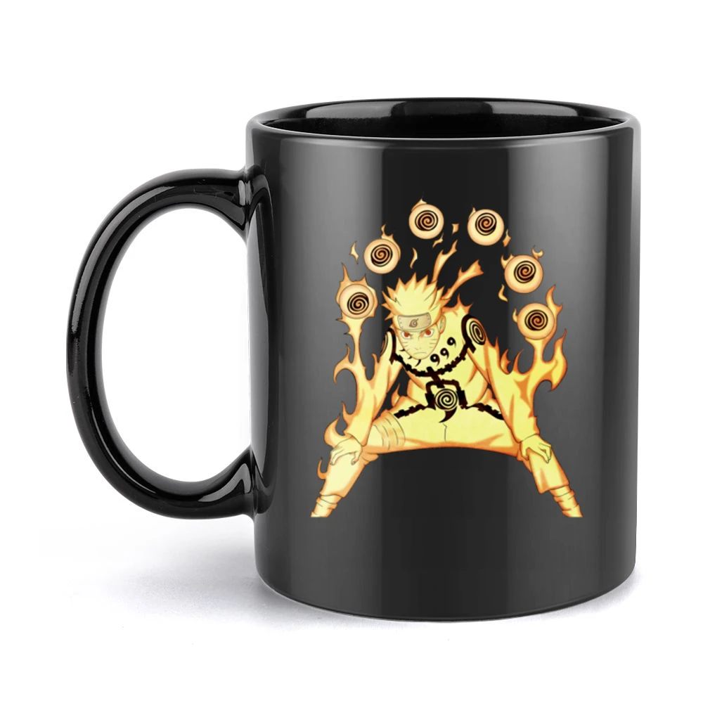 Uzumaki Naruto Sage Mode Nine Tails Chakra Kurama kyuubi anime manga T Black Mug