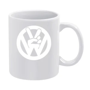 VW Peace Sign Fun Volkswagen Car White Mug