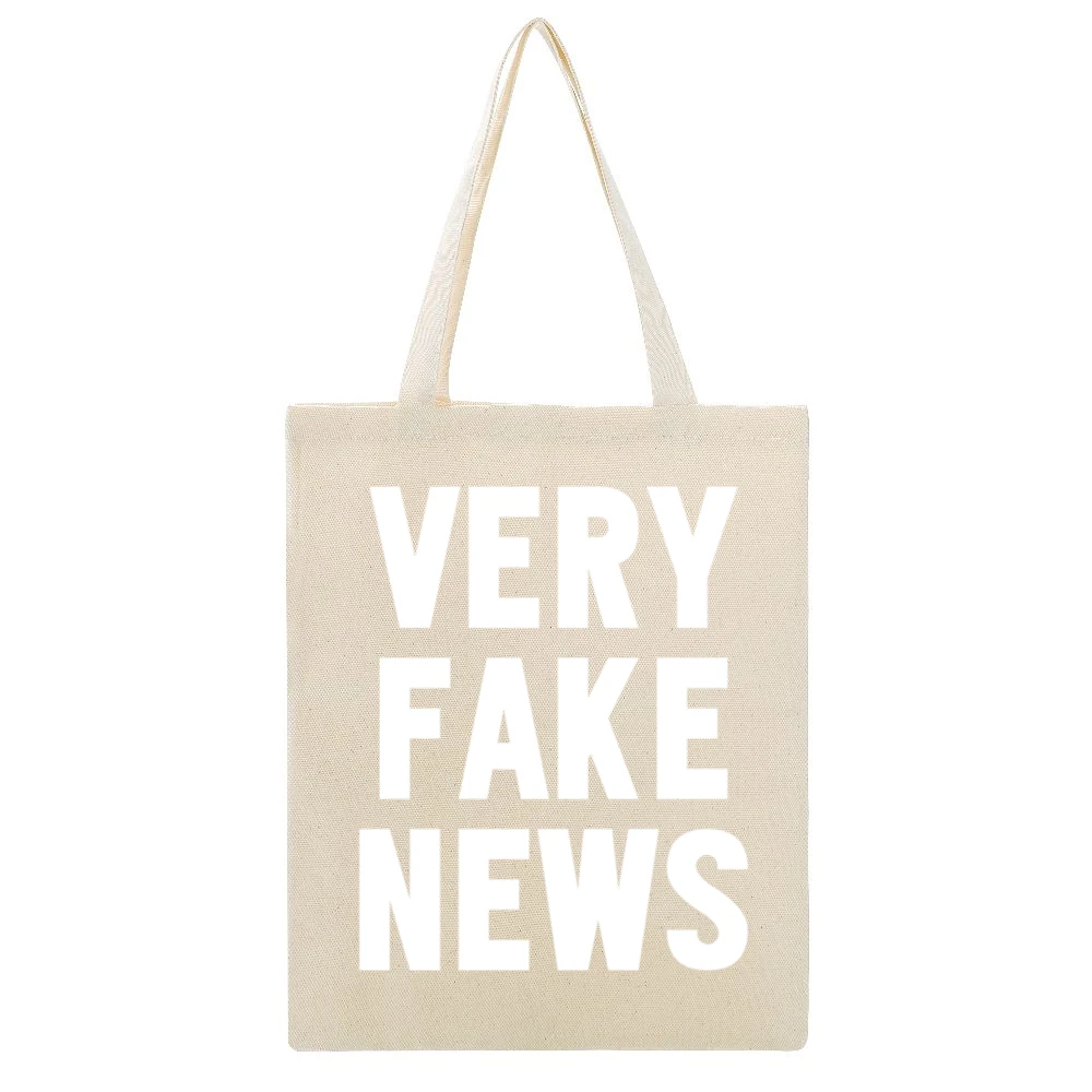 Very Fake News Funny Donald Trump Jr Controversial President Son Ameri Beige Canvas Tote Shopping Bag
