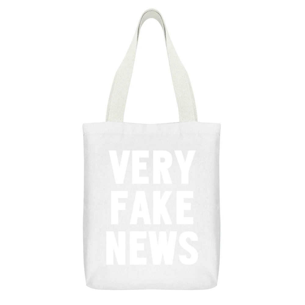 Very Fake News Funny Donald Trump Jr Controversial President Son Ameri White Canvas Tote Shopping Bag With Interior Pocket