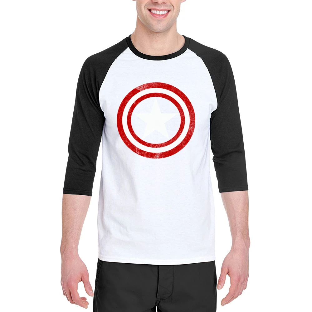 Vintage Captain America Graphic Tee Shirt Men 3/4 Sleeve T-Shirt