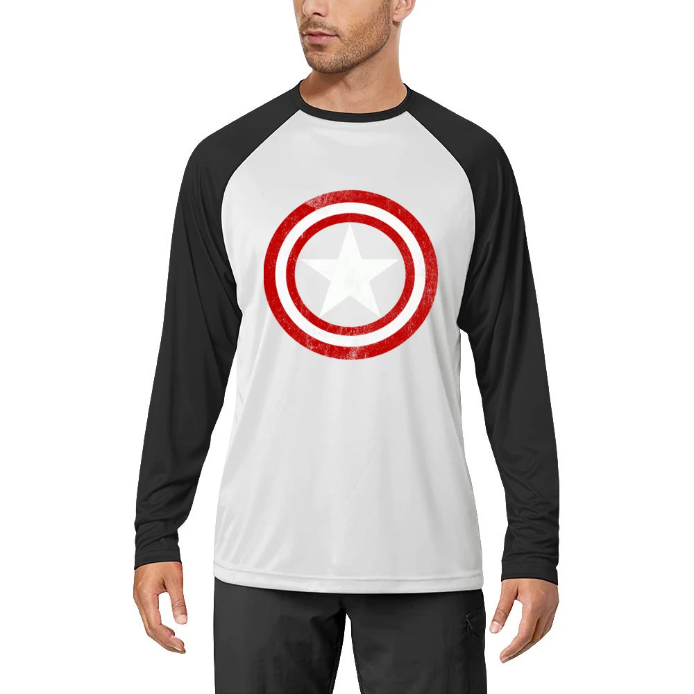 Vintage Captain America Graphic Tee Shirt Men Long Sleeve T-Shirt