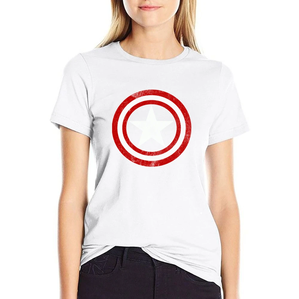 Vintage Captain America Graphic Tee Shirt US Size Women Ladies T-shirt