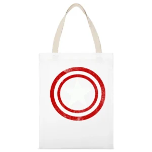 Vintage Captain America Graphic Tee Shirt White Canvas Tote Shopping Bag