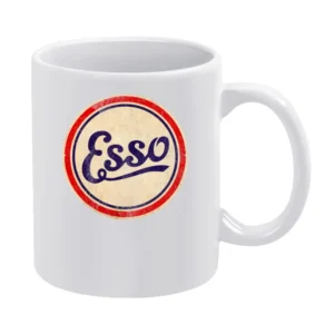 Vintage Esso Gas Petrol Sign Fun Distressed Graphic White Mug