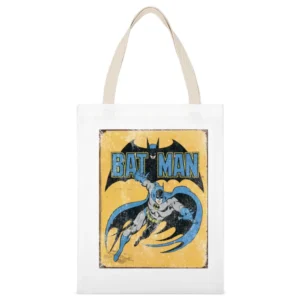 Vintage Popular Bat Comic Superhero Fun Graphic White Canvas Tote Shopping Bag