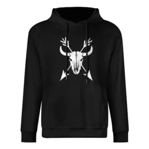 Vintage Skull Horns And Arrows Distressed Tee Shirt European Size Men Hoodie