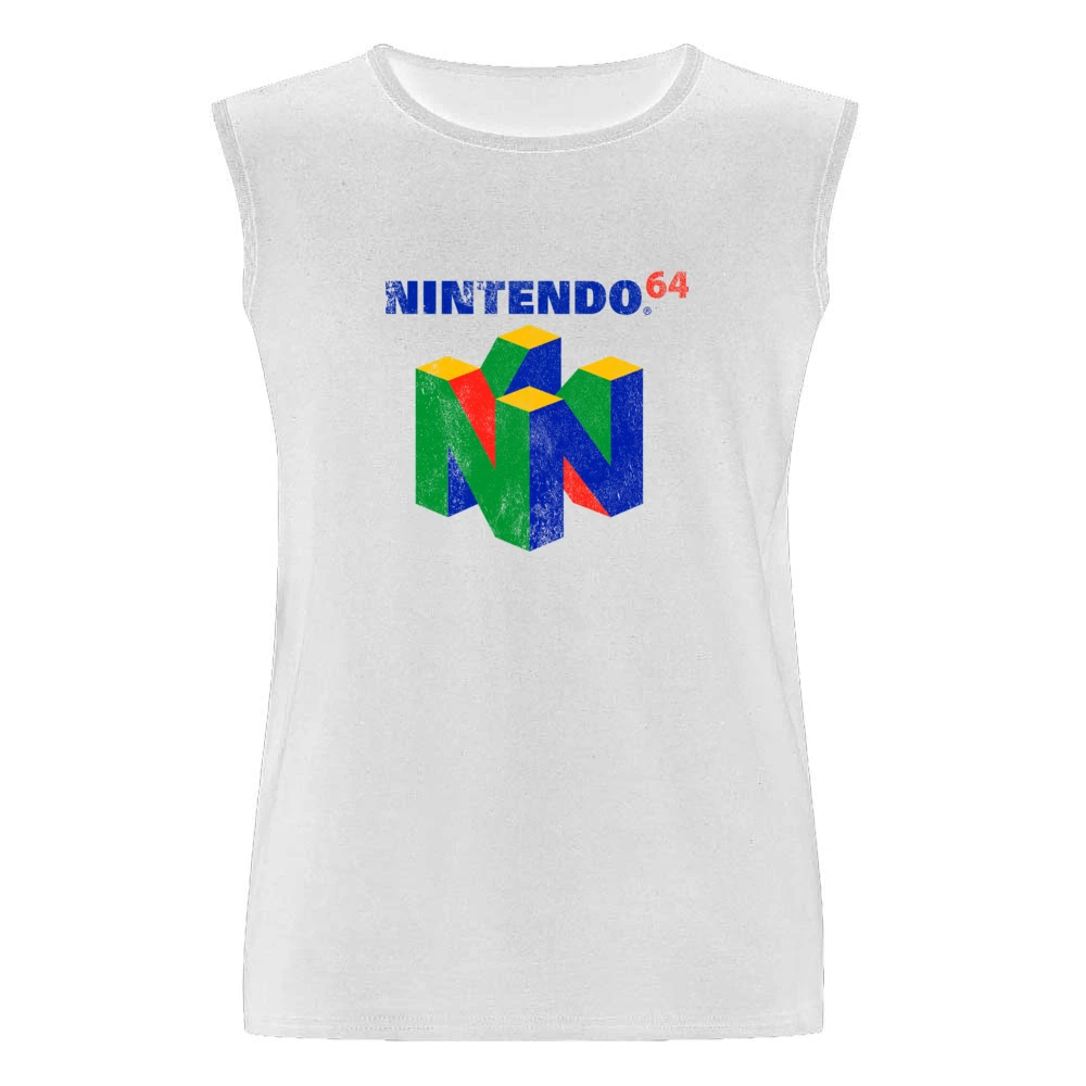 Vintage Style Nintendo 64 Distressed Logo Fun Video Game Graphic T Shi Men Sleeveless T-Shirt
