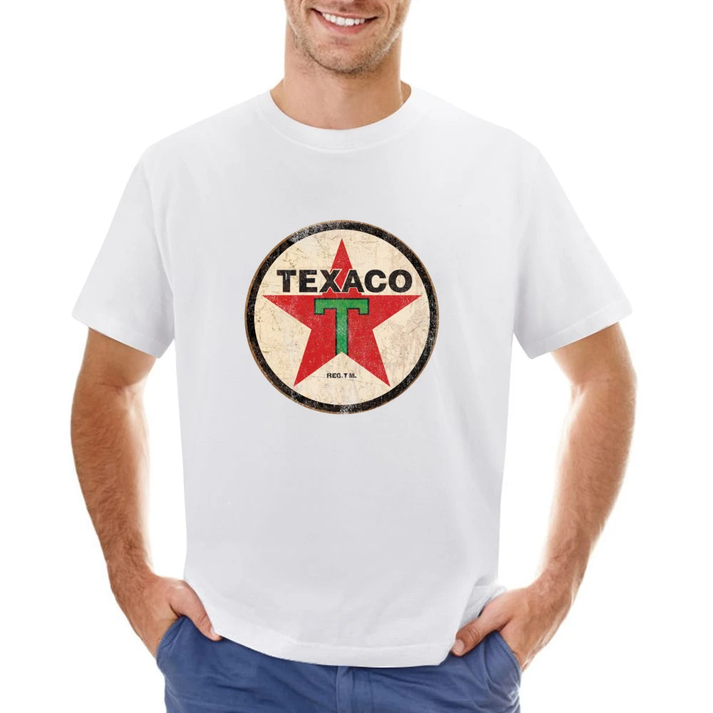Vintage Texaco Gas Petrol Distressed Graphic Car Lover Asian Size Men T-Shirt