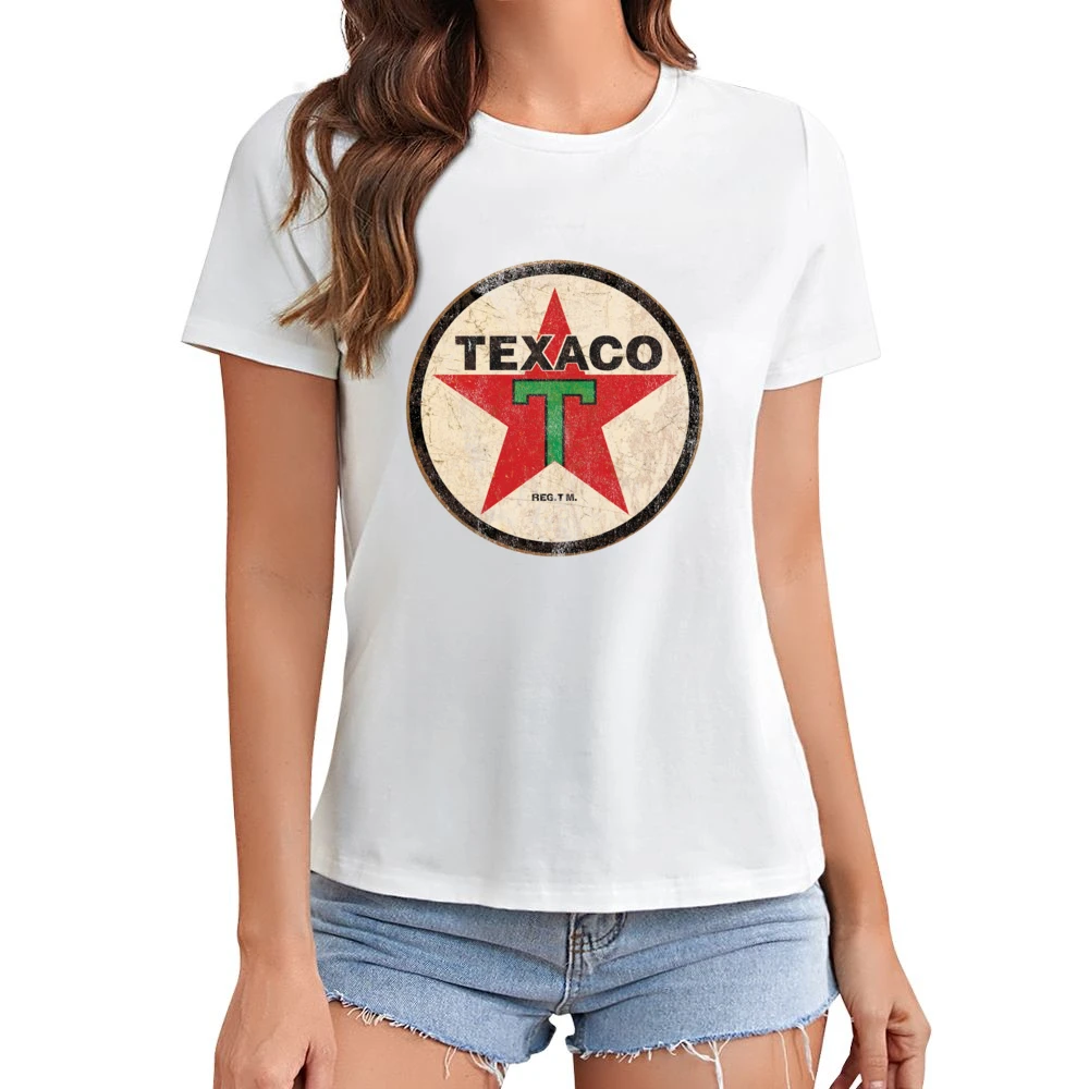 Vintage Texaco Gas Petrol Distressed Graphic Car Lover Asian Size Women Ladies T-shirt
