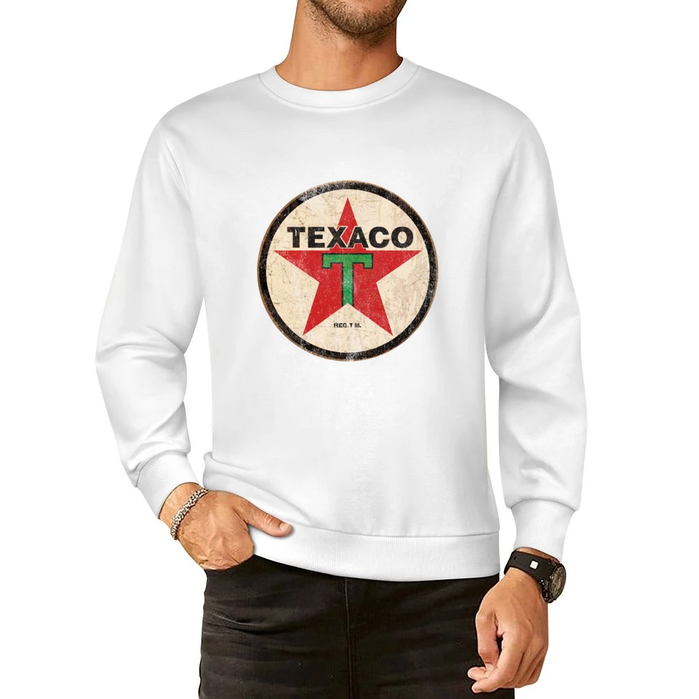 Vintage Texaco Gas Petrol Distressed Graphic Car Lover European Size Pullover Sweater