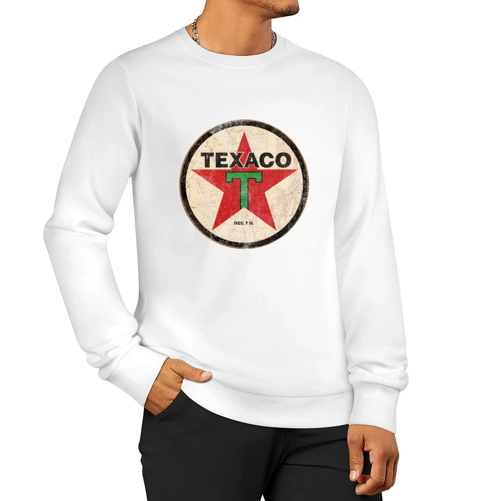 Vintage Texaco Gas Petrol Distressed Graphic Car Lover Men Pullover Sweatshirt