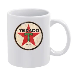 Vintage Texaco Gas Petrol Distressed Graphic Car Lover White Mug