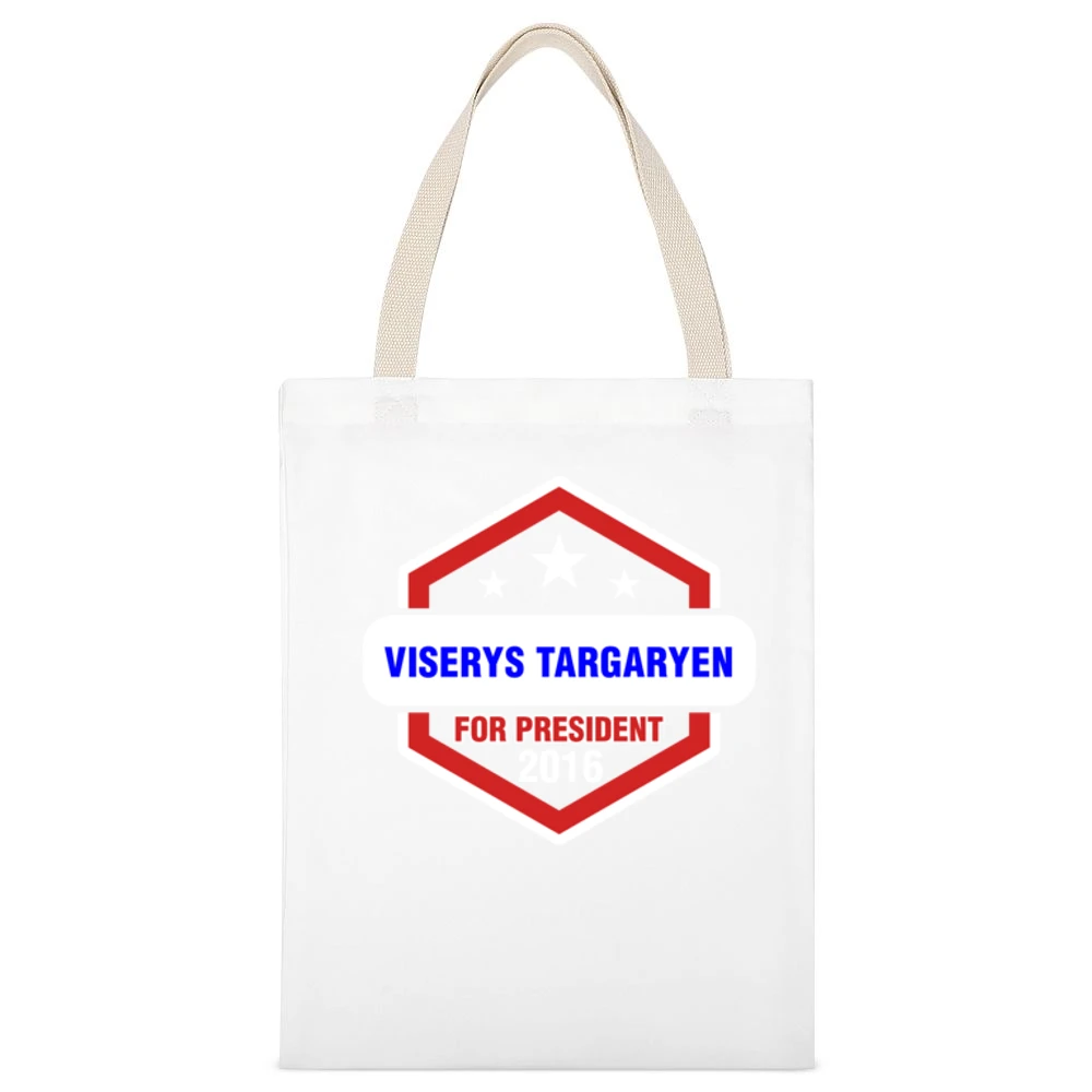 Viserys Targaryen For President 2016 Game of Thrones TV Show White Canvas Tote Shopping Bag