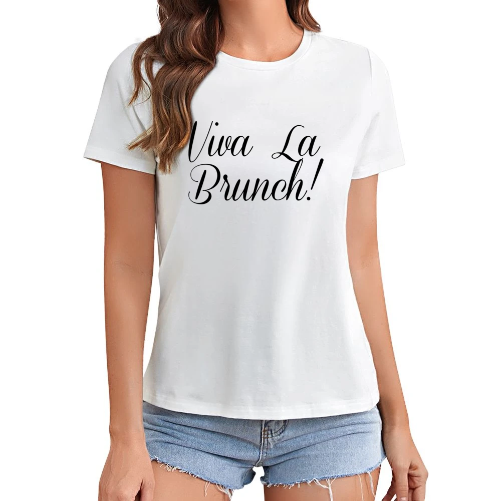 Viva La Brunch Fun Breakfast Lunch Food Graphic Asian Size Women Ladies T-shirt