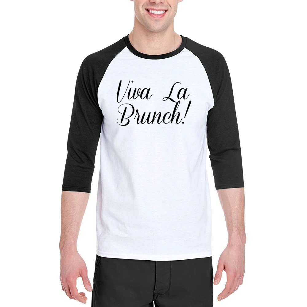 Viva La Brunch Fun Breakfast Lunch Food Graphic Men 3/4 Sleeve T-Shirt