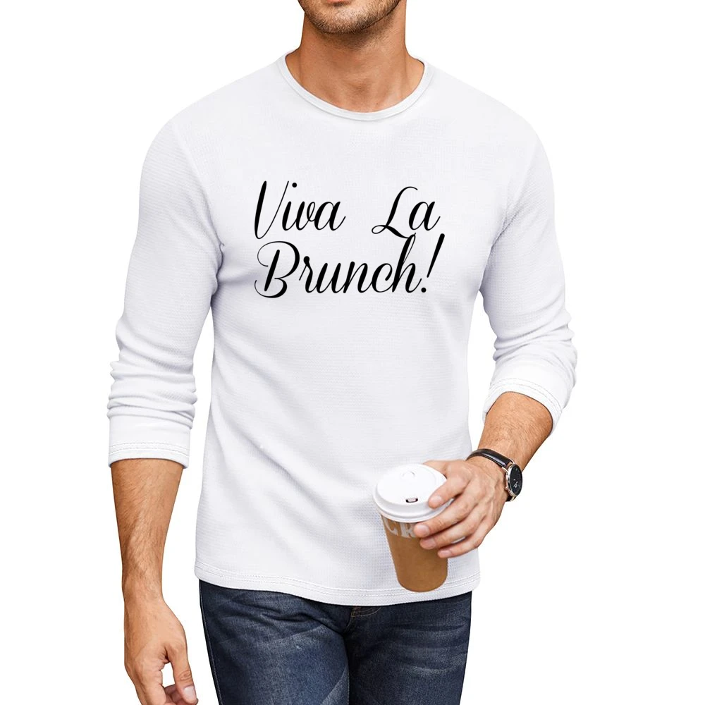 Viva La Brunch Fun Breakfast Lunch Food Graphic Men CrewNeck Long Sleeve T-Shirt
