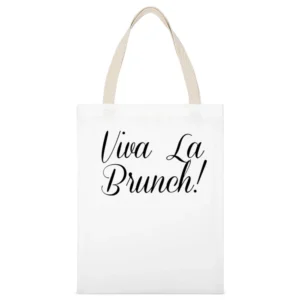 Viva La Brunch Fun Breakfast Lunch Food Graphic White Canvas Tote Shopping Bag