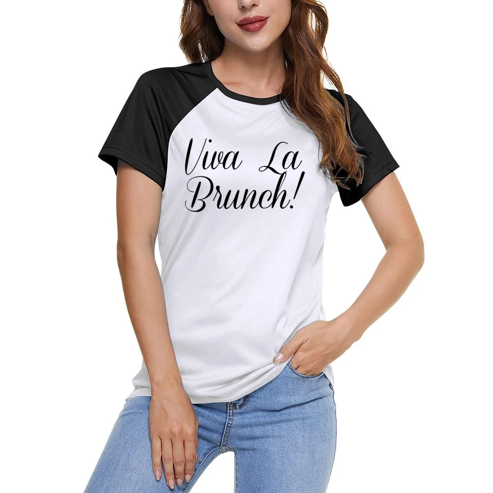 Viva La Brunch Fun Breakfast Lunch Food Graphic Women Ladies Short Sleeve T-Shirt