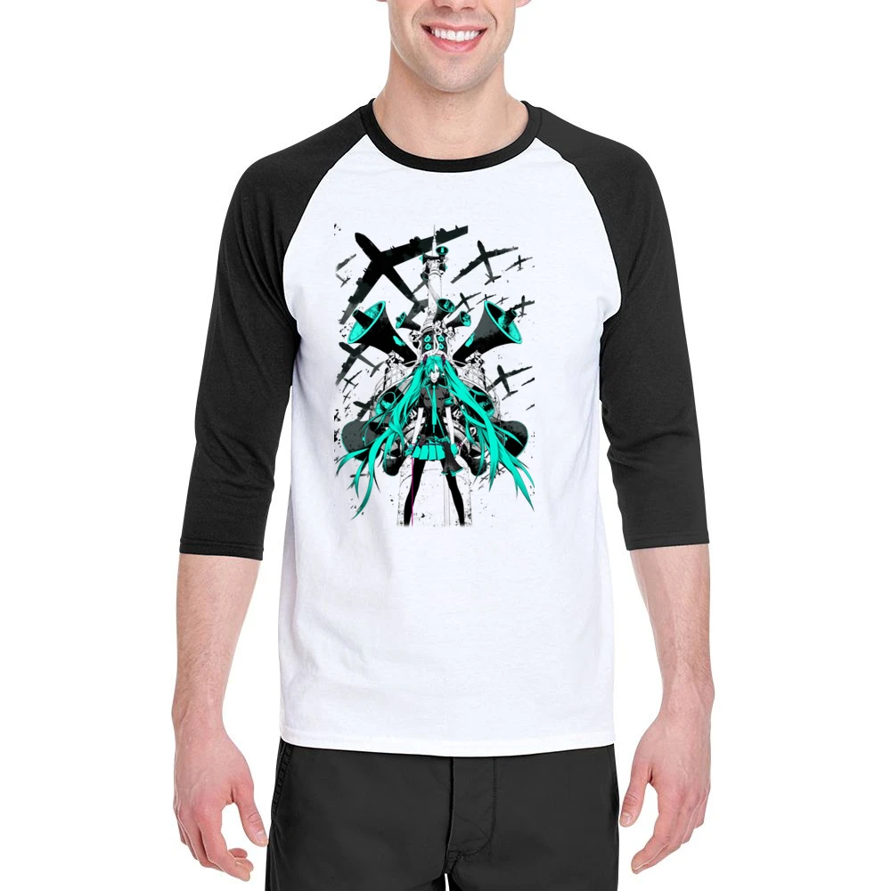 Vocaloid Music Style Men 3/4 Sleeve T-Shirt
