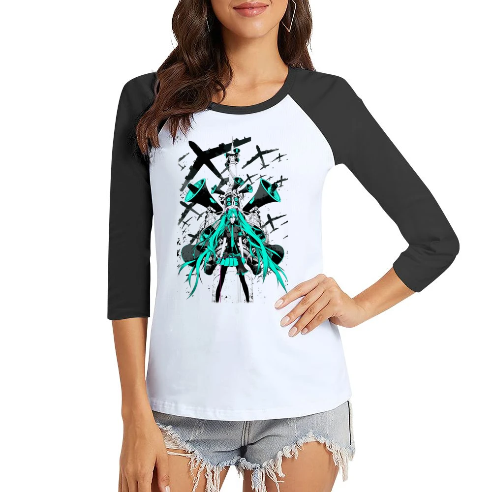Vocaloid Music Style Women Ladies 3-4 Sleeve T-Shirt