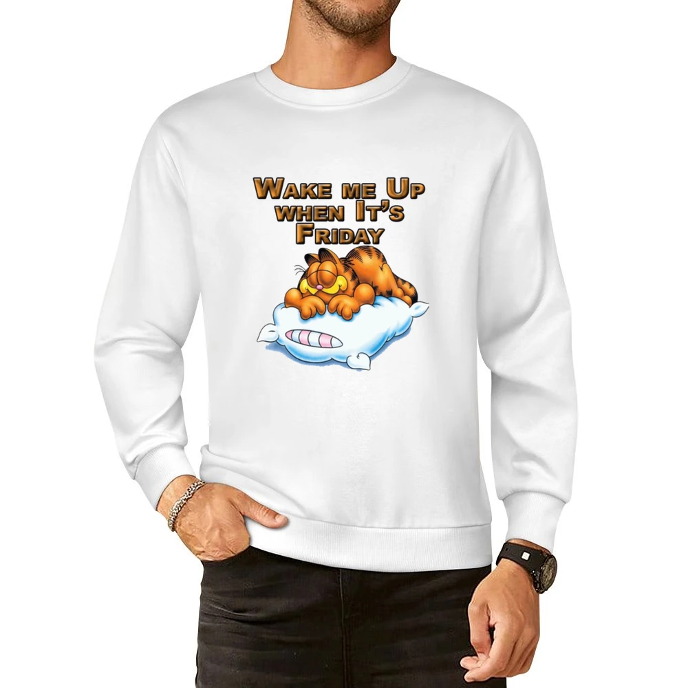 Wake Me Up When It's Friday Garfield Cartoon European Size Pullover Sweater