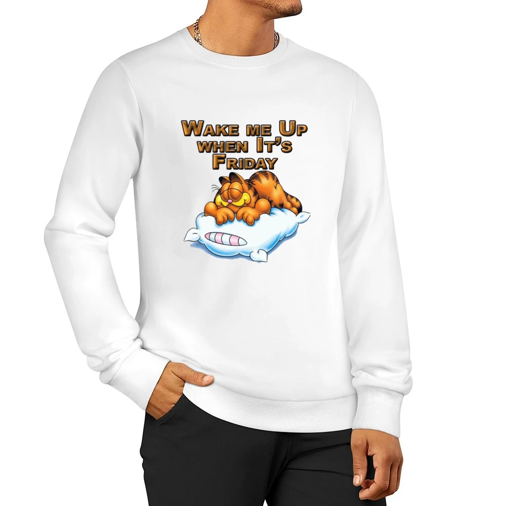 Wake Me Up When It's Friday Garfield Cartoon Men Pullover Sweatshirt