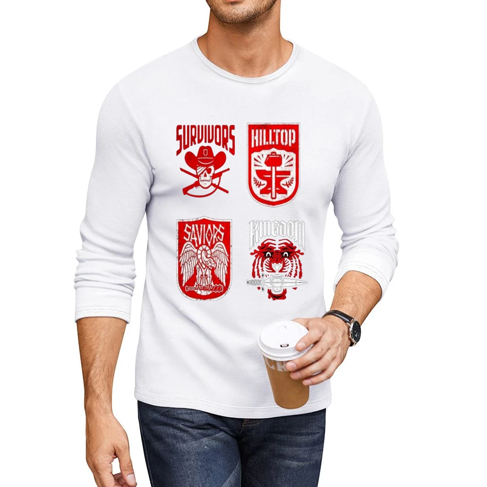 Walking Dead Logo Tshirt Men CrewNeck Long Sleeve T-Shirt