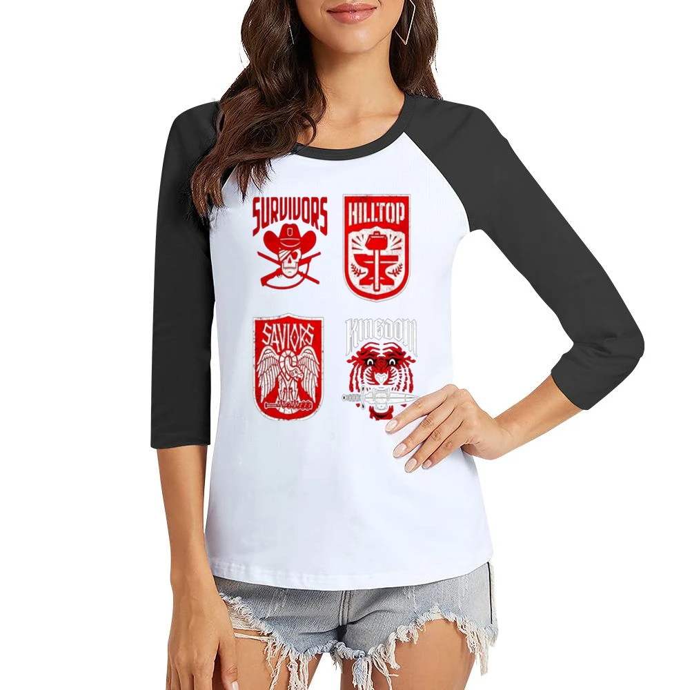 Walking Dead Logo Tshirt Women Ladies 3-4 Sleeve T-Shirt