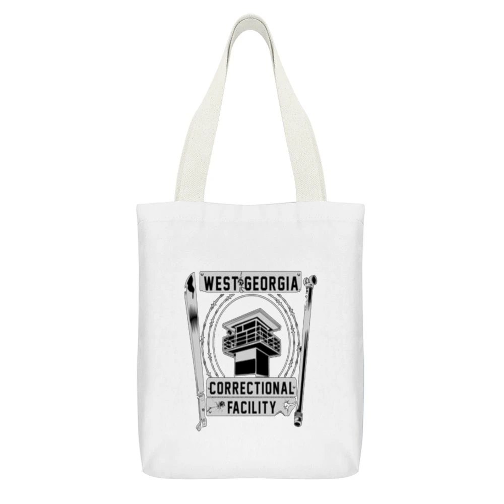 Walking Dead Prison Tee White Canvas Tote Shopping Bag With Interior Pocket
