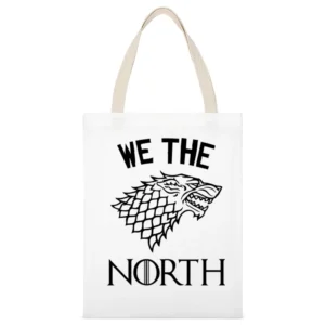 We The North Game Of Thrones Parody Stark Family Tv Fan White Canvas Tote Shopping Bag