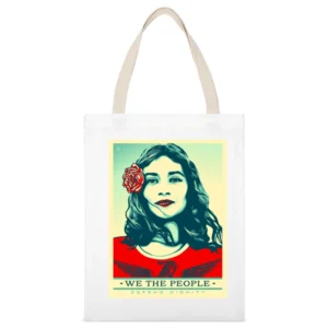 We The People White Canvas Tote Shopping Bag
