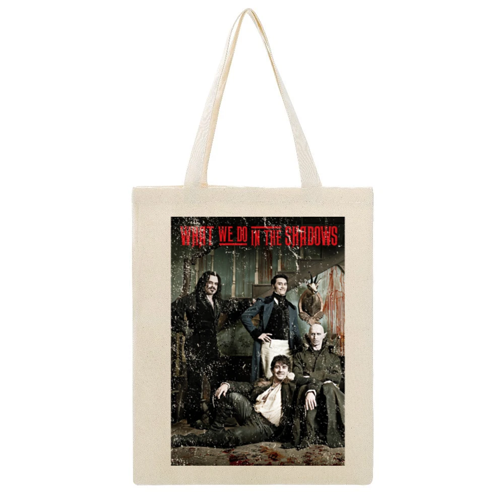 What We Do In The Shadows Movie Poster Funny Vampire Comedy Beige Canvas Tote Shopping Bag