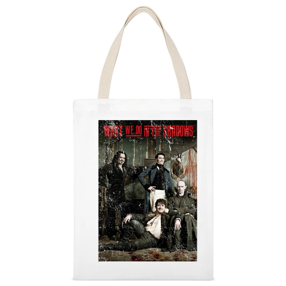 What We Do In The Shadows Movie Poster Funny Vampire Comedy White Canvas Tote Shopping Bag