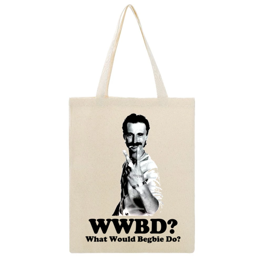 What Would Begbie Do Beige Canvas Tote Shopping Bag