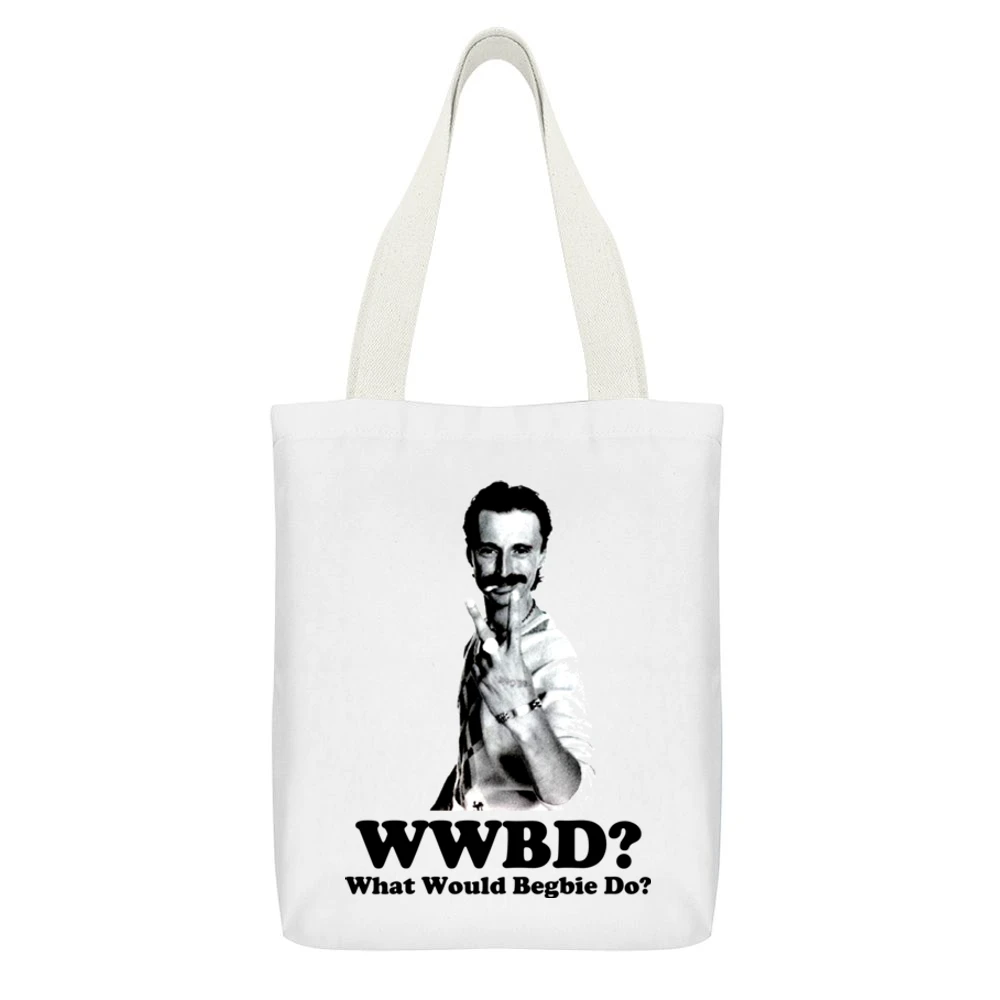 What Would Begbie Do White Canvas Tote Shopping Bag With Interior Pocket