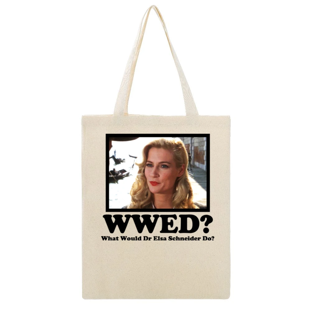 What Would Dr Elsa Schneider Beige Canvas Tote Shopping Bag