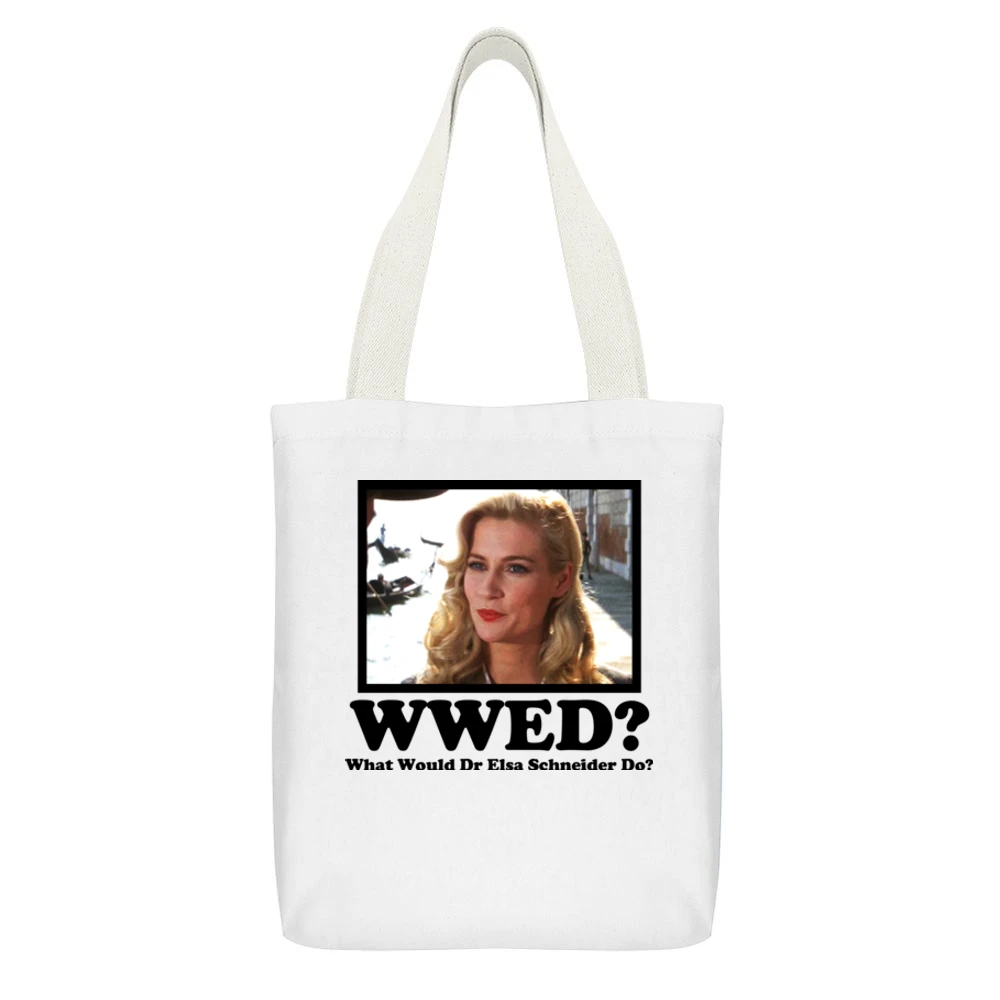 What Would Dr Elsa Schneider White Canvas Tote Shopping Bag With Interior Pocket