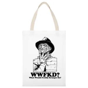 What Would Freddy Krueger Do White Canvas Tote Shopping Bag