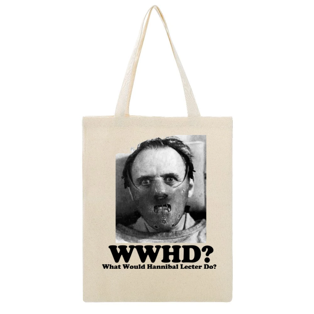 What Would Hannibal Lecter Do Beige Canvas Tote Shopping Bag