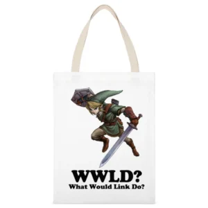 What Would Link Do White Canvas Tote Shopping Bag