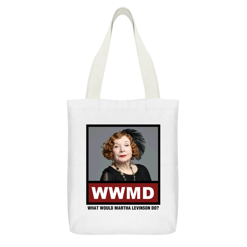 What Would Martha Levinson Do WWMD Downton Abbey White Canvas Tote Shopping Bag With Interior Pocket