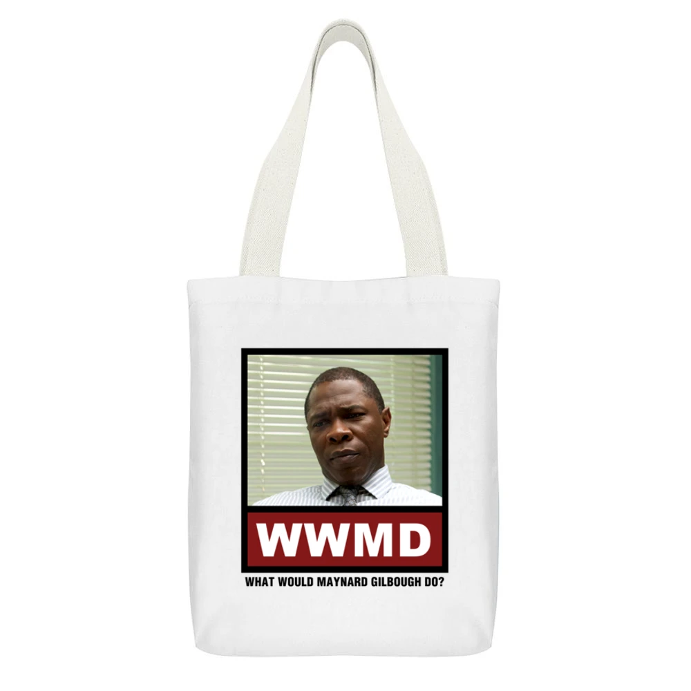 What Would Maynard Gilbough Do WWMD True Detective White Canvas Tote Shopping Bag With Interior Pocket
