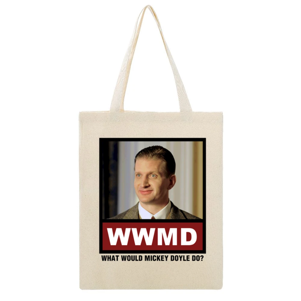 What Would Mickey Doyle Do WWMD Boardwalk Empire Beige Canvas Tote Shopping Bag