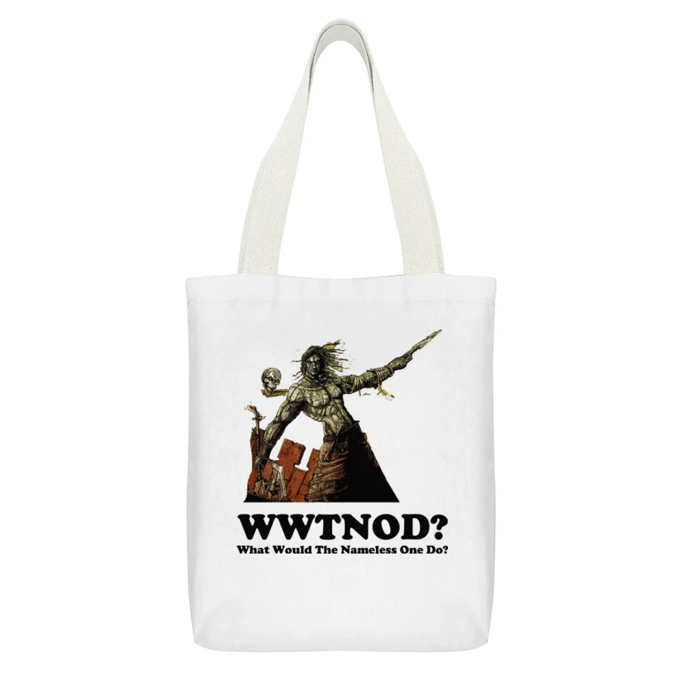 What Would The Nameless One Do Planescape White Canvas Tote Shopping Bag With Interior Pocket