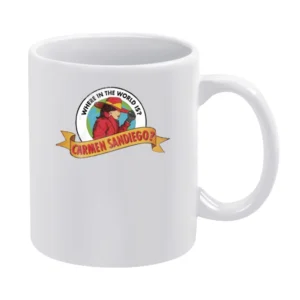 Where In The World Is Carmen Sandiego Fun Cool Vintage Style Distresse White Mug